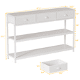 thumbnail image 3 of Satifur 47" Entryway Table with 3 Fabric Drawers, Console Table Metal Frame Sofa Table with 2 Shelves for Living Room and Hallway, White, 3 of 7