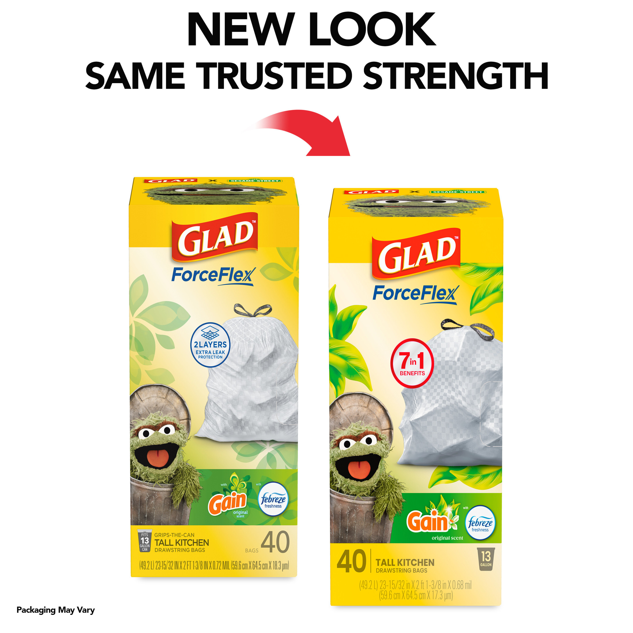 Glad ForceFlex 13 Gallon Trash Bags, Gain Original Scent, 40 Count photo 2