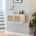 thumbnail image 4 of Wall Cabinet Storage-Rattan Floating Cabinet Slidding Doors,Wall Mounted Cabinet for Laundry Room,28INCH X 1PCS,White, 4 of 6