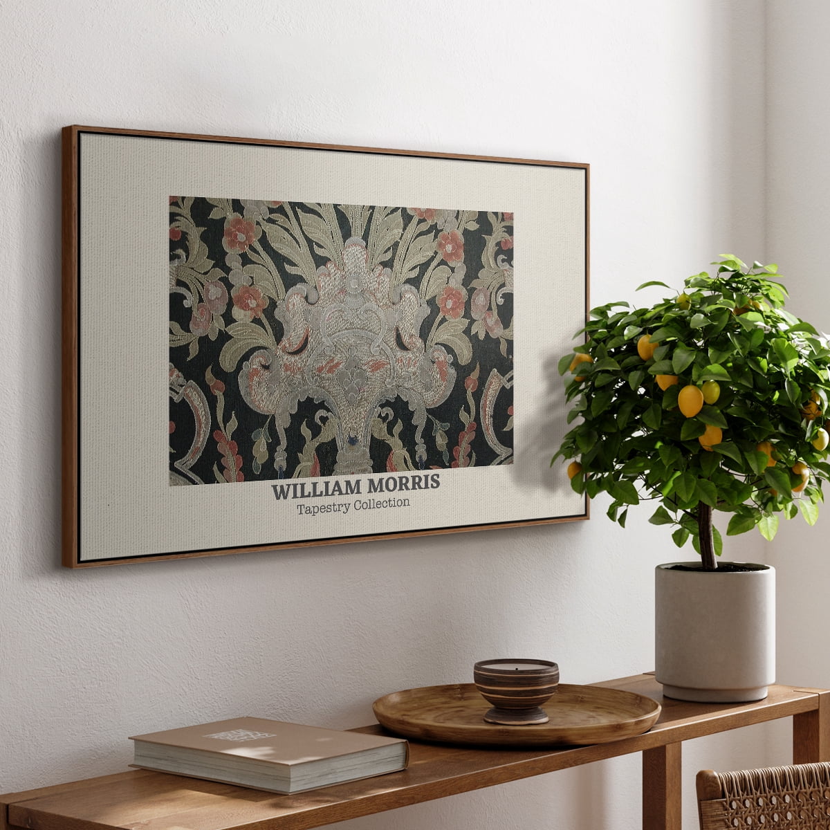 Vintage Abstract Print-XLIX Framed in Walnut Wood Gallery Wrapped Canvas 17 in. x 25 in.