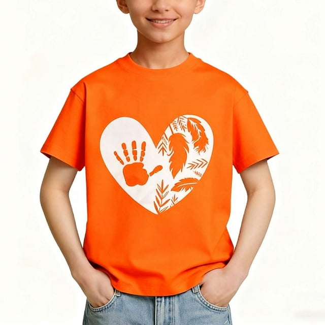 hengsof Kids' Short Sleeve T-Shirts with Printed Patterns