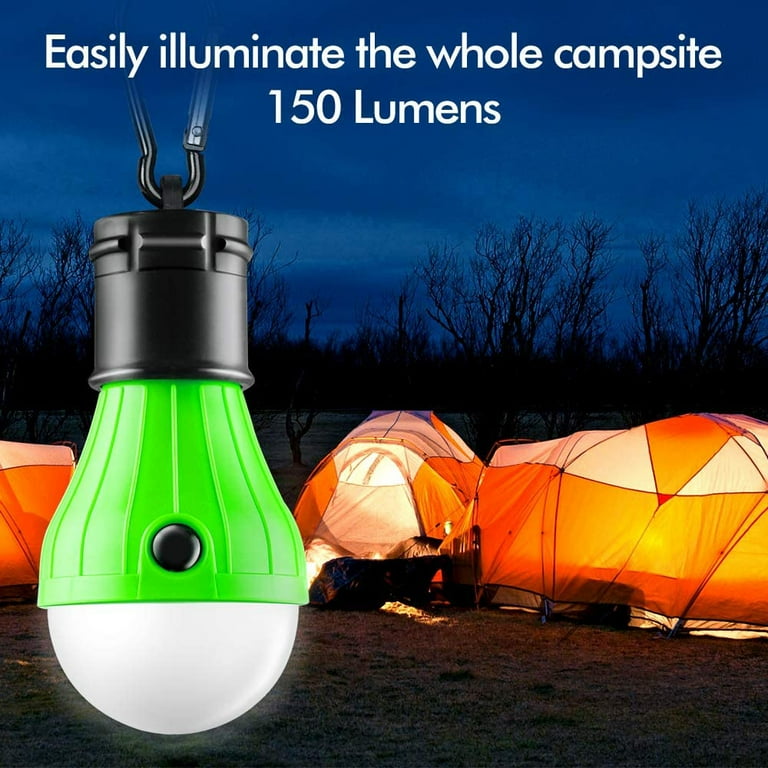 Fly2sky Tent Lamp Portable LED Tent Light 4 Packs Clip Hook Hurricane Emergency Lights LED Camping Light Bulb Camping Tent Lantern Bulb Camping