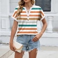 thumbnail image 5 of gbyLJF Women's Striped Printed Tee Shirts Color Blocked Summer T-shirts Short Sleeve Short Sleeve Tunic Top, 5 of 8