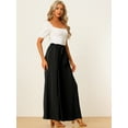thumbnail image 3 of Unique Bargains Women's High Slit Hem Casual Wide Leg Long Palazzo Pants XL Black, 3 of 6