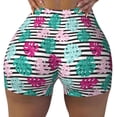 thumbnail image 2 of Daiia Tropical Leaves Pattern Women's Workout Shorts Biker Shorts - High Waisted Workout Spandex Tummy Control Gym Running Yoga Shorts-XX-Large, 2 of 8