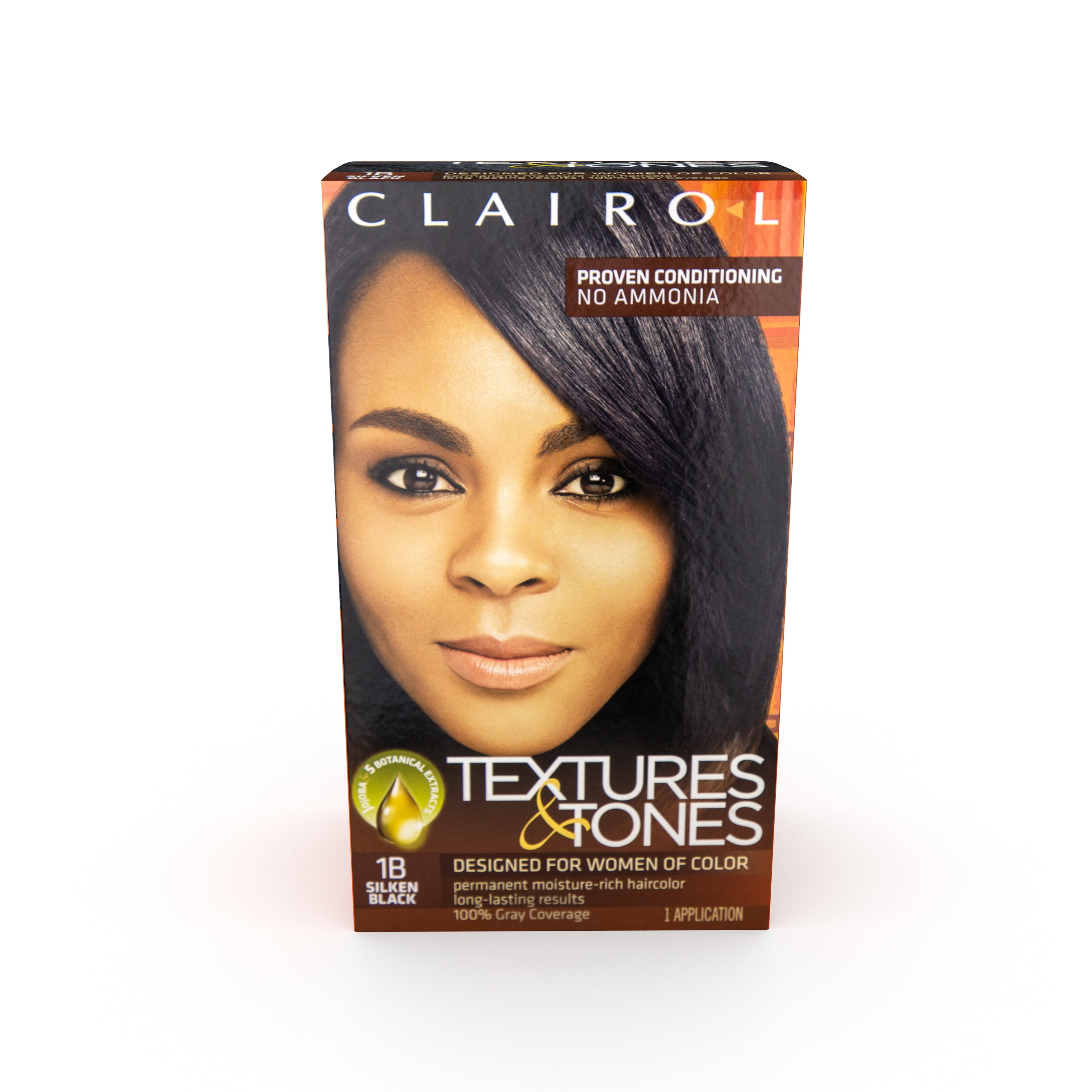 Clairol Textures & Tones Permanent Hair Color Dye, 1B Silken Black, 1  Application - Walmart.com
