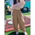 thumbnail image 6 of Womens High Waist Wide Leg Pants Loose Fit Casual Linen Blend Trousers Comfort Khaki XXXL, 6 of 7