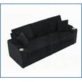 thumbnail image 3 of 80-Inch 3-Seat Corduroy Convertible Sofa with Cup Holder & Pillows, Foldable Chaise Lounge for Living Room, 3 of 12