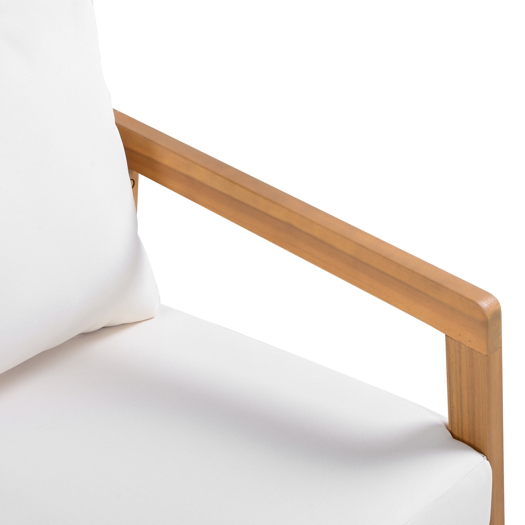Christopher Knight Home Modern Outdoor Loveseat Sofa, Natural Acacia Wood Frame with Beige Cushions