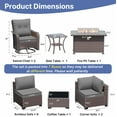 thumbnail image 4 of ALAULM 13 Pcs Patio Wicker Furniture Set with 2 Swivel Chairs & Stainless Steel Gas Fire Pit Table, Brown/Gray, 4 of 6