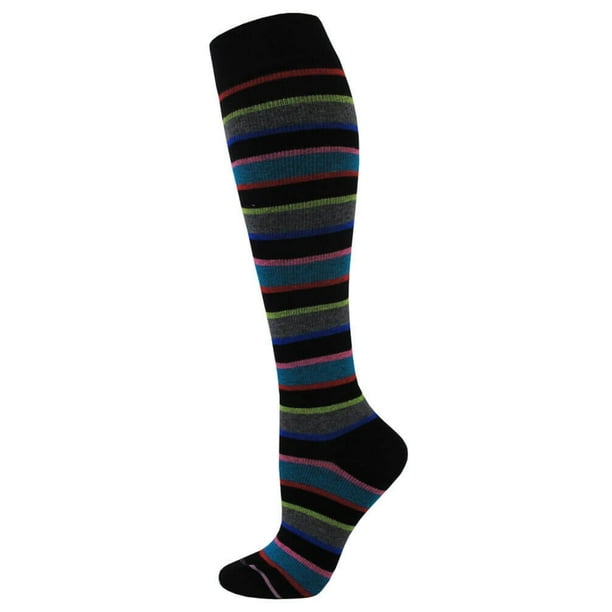 Dr. Motion Dr. Motion Womens Bright Stripes Knee High Compression
