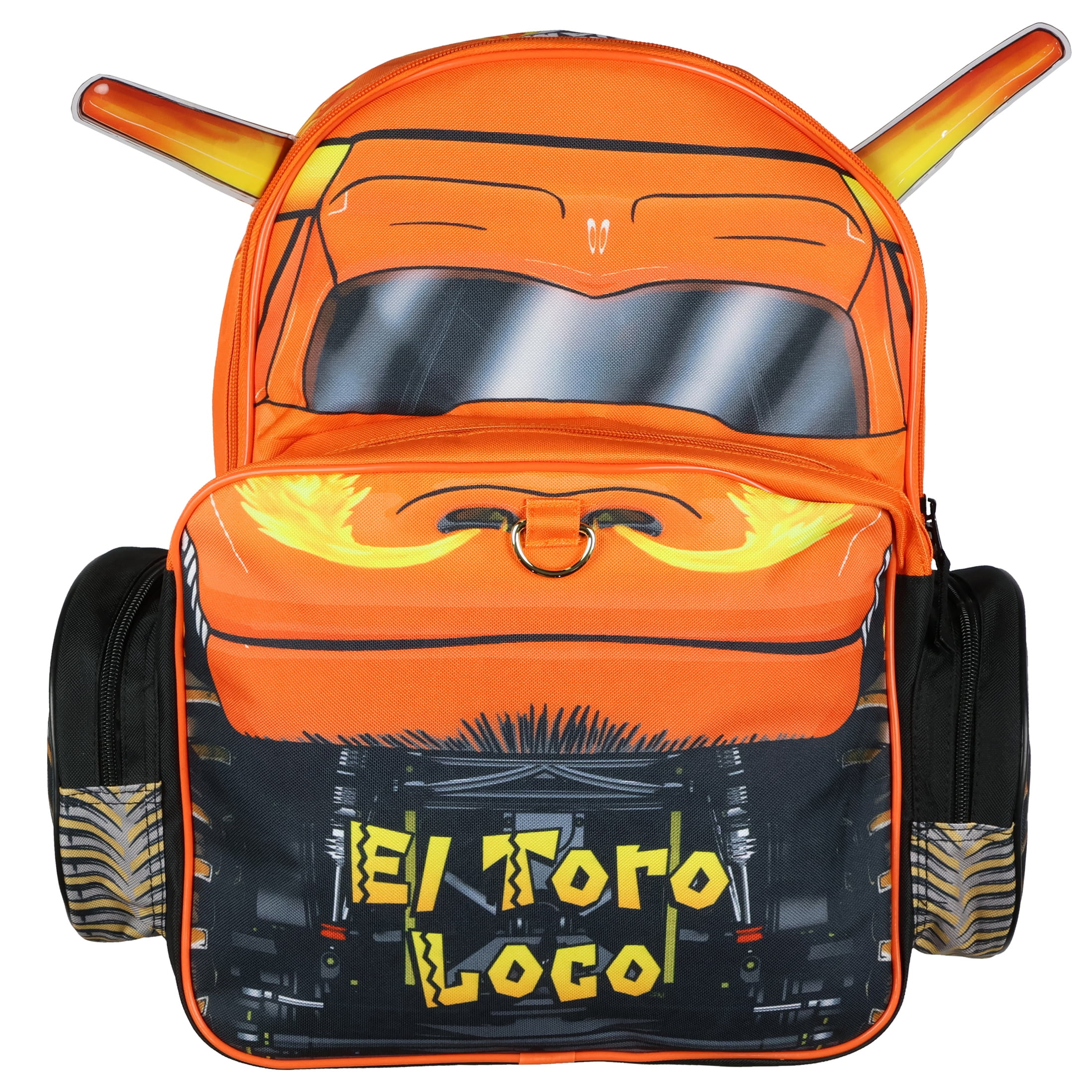Monster Jam Backpack El Toro Loco 3D Bull Horns Monster Truck 16" Kids School Book Bag with Laptop Tech Sleeve 16"