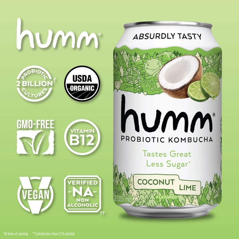 Humm Kombucha Paradise Variety Pack, 12 Pack, 12 oz Cans, Contains