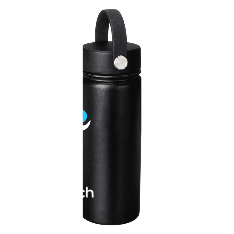 Nurich Water Bottle - Stainless Steel & Vacuum Insulated - Wide Mouth with Leak Proof Flex Cap - 18 oz, Black