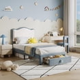 thumbnail image 2 of Kojooin Upholstered Kids Bed Frame, Toddler Platform Bed with Headboard and Storage Drawer, No Box Spring Needed, 2 of 7