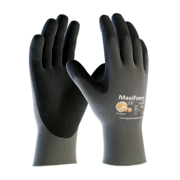 PIP Industries B677380 Maxi Foam Lite Foam Nitrile Coated Gloves, Gray - Large - 12 Pairs
