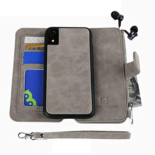 Brown Up to 9 Card Slots 3 Cash Pockets 1 Photo Window PU Leather Classic Wallet Phone Case with Minimalist Detachable Magnetic Card Holder MODOS LOGICOS Case for iPhone 13 6.1, 2 in 1 