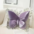thumbnail image 3 of Szbaoan Butterfly Shaped Throw Pillow Velvet Decorative Cushion with Lace Trim for Sofa Bed Chair Lumbar Support Office Car Seat Home Decor Pink White Purple 45x40cm, 3 of 3