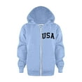 thumbnail image 5 of Boys Hoodie Unisex Kids Soft Long Sleeve Letter Hooded Full Zip Up Hoodies with Pocket Girls Sweatshirt Sky Blue 6 Years-7 Years, 5 of 6