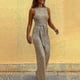 thumbnail image 2 of Mono de punto plateado con lentejuelas y personalidad sin mangas con cuello Ro europeo y americano ropa de mujer, 2 of 4