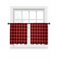 thumbnail image 2 of Red Black Buffalo Plaid Semi Sheer Curtains 45 Inch Length 2 Panels Set, Black Red Checkered Sheer Kitchen Curtain Privacy Voile Window Curtain for Living Room Bedroom Rod Pocket Drapes, 2 of 7