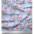 thumbnail image 1 of Soimoi Blue Rayon Fabric Grass & Flamingo Bird Decor Fabric Printed Yard 42 Inch Wide, 1 of 3