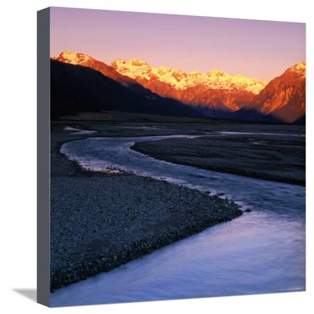Arthurs Pass National Park Waimakariri River Valley with Sun-Lit Mountains Behind, Arthur's Pass National Park, New Zealand Stretched Canvas Print Wall Art By Wes Walker ()