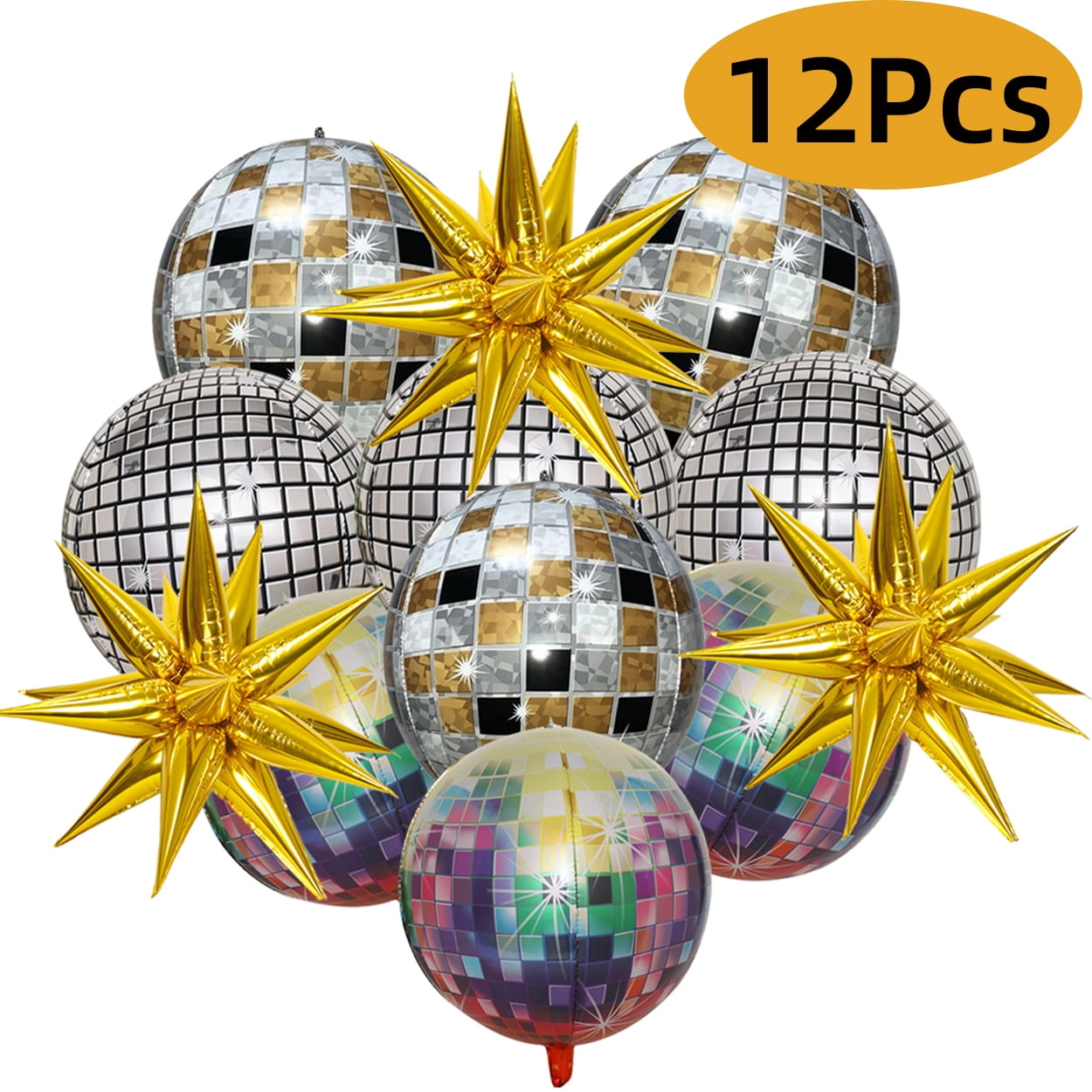 Disco Ball Balloons Party Decoration, Huge Gold Explosion Star Aluminum