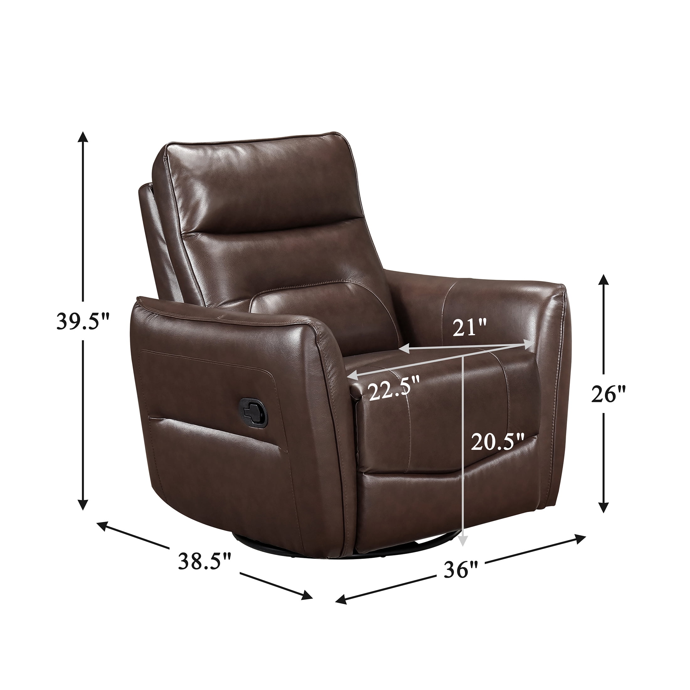 OakvillePark Pinebrae Leather Match Swivel Glider Reclining Chair, Brown