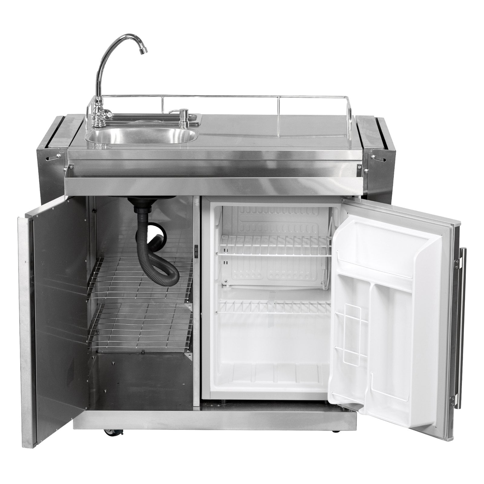 Leisure Season Outdoor Kitchen Cart with Fridge and Sink