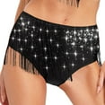 thumbnail image 4 of Choomomo Womens Shimmery Rhinestone Dance Shorts for Latin Salsa Belly Dance Party Club Performance Black L, 4 of 4