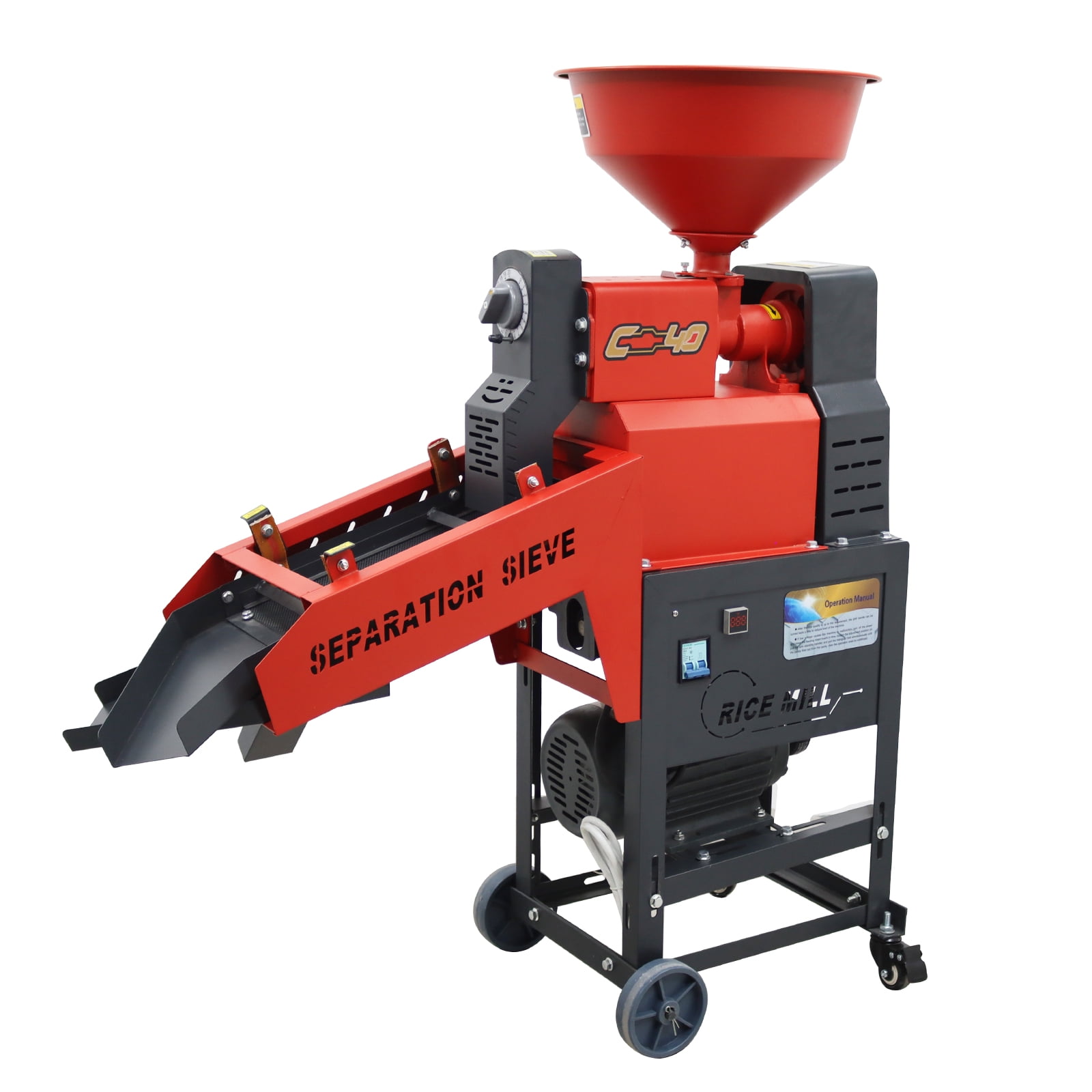 Electric Wheat Cereals Sheller Huller Rice Mill with Vibrating Screen 30-170KG/H 220V