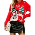 thumbnail image 5 of ZXSXSY Women Christmas Snowman Printed Crew Neck Long Sleeve Knit Christmas Ugly Sweater, 5 of 7