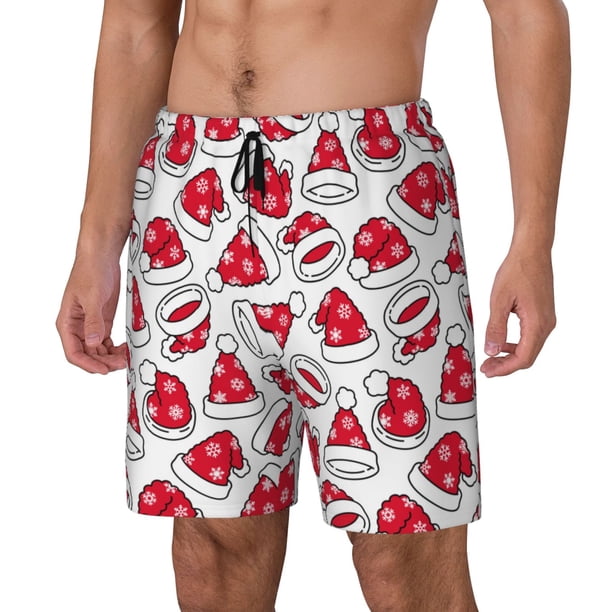 Balery Christmas Hat Bañador para hombre, shorts de playa de secado rápido con entrepierna y forro de compresión-3X-Large