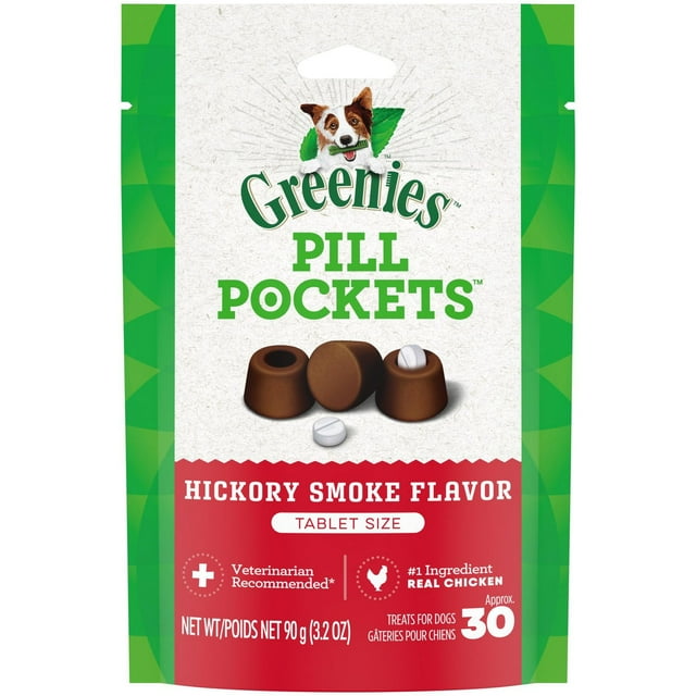 Greenies PILL POCKETS Dog Treats Tablet Size Adult Natural Soft Hickory Smoke Flavour