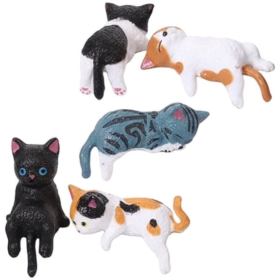 Slccxzc 5Pcs Cute Mini Cat Figurines, Resin Dashboard Ornaments for Desk
