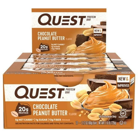 Body Shake Chocolate Peanut Butter - Quest Protein Bar, Chocolate Peanut Butter, 20g Protein, 12 Ct