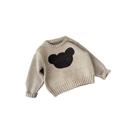 

Bagilaanoe Toddler Baby Girl Boy Knitted Sweater Long Sleeve Bear Print Pullover 1M 4M 8M 12M 24M 3T Kids Warm Jumpers Tops Fall Loose Knitwear
