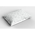 thumbnail image 2 of Ambesonne Flower Pillow Sham 2 Pack, Peonies with Leaves Bud, 36"x20", White and Grey, 2 of 3
