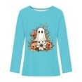 thumbnail image 3 of CLOISE Halloween Tops Women Fashion Halloween Ghost Print Shirts Long Sleeve Crew Neck Drop Shoulder Blouses Elegant Casual Oversized Tees Spooky Holiday Clothes Winter Gift, 3 of 3