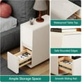 thumbnail image 2 of 7.8" W Leather Narrow Nightstand Set of 2, Modern Fully-Assembled Bedside Table with 2 Drawers, Wood Night Stand Small Accent End Table & Side Table for Bedroom Living Room, White, 2 of 8
