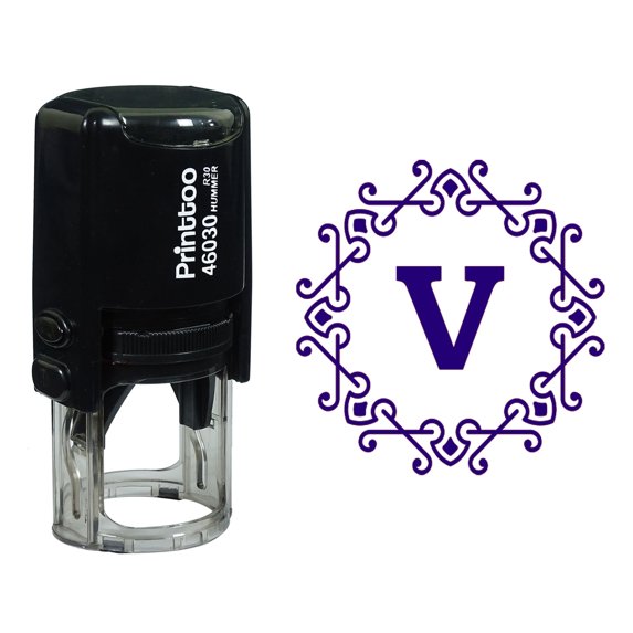 Printtoo Alphabet V Monogram Octagon Celtic Swirl Frame Self Inking Rubber Stamp Office Stationary