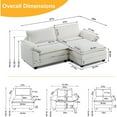 thumbnail image 4 of Ktaxon 86" W Sectional Sofa Modern Convertible Couch with Double Cushions L Shaped Sofa with Reversible Chaise, Teddy Velvet Sofa Set with 2 Wider Seater Teddy White, 4 of 10