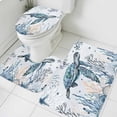 thumbnail image 3 of Coastal Sea Turtle Bath Mat 3 Piece Bathroom Rug Set, Summer Ocean Coral Conch Non Slip Bath Rug Contour Mat and Toilet Lid Cover, Absorbent Shower Mats Soft Bath Rugs and Mats Sets, 3 of 8