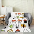 thumbnail image 3 of Sushi Print All Season Bed Blanket,Japanese-Style Fleece Throw Blanket Flannel Fuzzy Blanket for Kids Boys Girls,Cartoon Japanese Sushi Microfiber Plush Blanket Room Decor 40"x50", 3 of 6