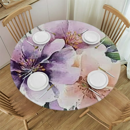 

Patifu Flowers Leaves Watercolor Painting Round Tablecloth Stain-Resistant Washable Indoor Outdoor Restaurant Wedding Party Picnic Camping Kitchen Dining Home Decor 31 -35