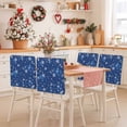 thumbnail image 2 of Navy Blue Christmas Snowflakes Chair Covers Set of 1 Winter Snowfall Shiny White Chair Back Covers Stretch Removable Washable Slipcovers Protector for Dining Room Kitchen Party Decor, 2 of 5