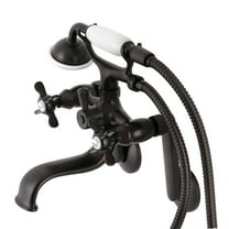 Kingston Brass KS249ORB Kingston Tub Wall Mount Clawfoot Tub Faucet with Hand Shower, Oil Rubbed Bronze