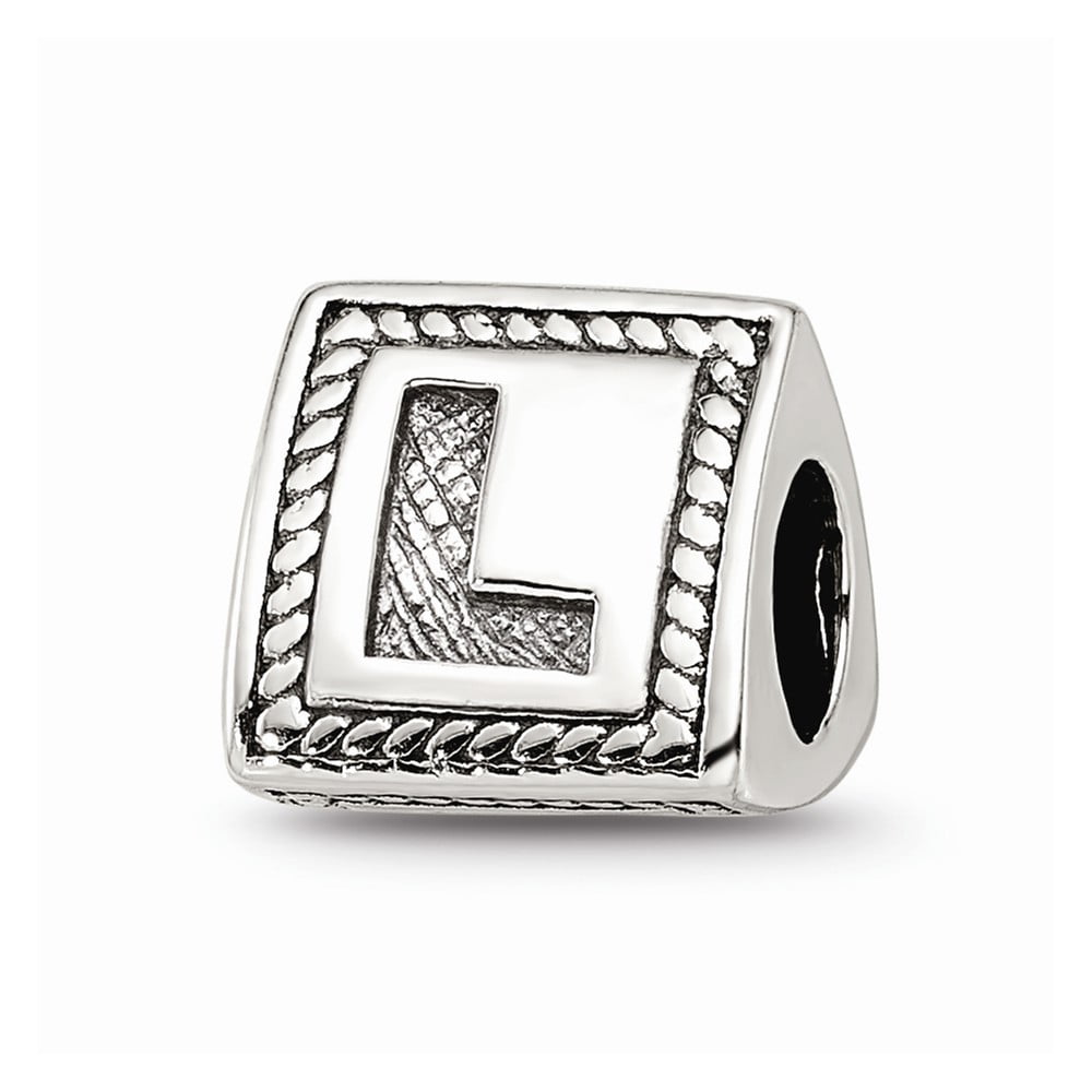 Lettre I Triangle bloc Bead .925 Sterling Silver antique Reflection Beads 