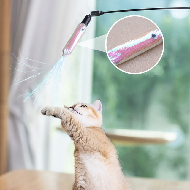 Cat Wand Replacement Toy Head Wool Tassel Feather Teaser Attachment Interactive Cat Stick Toy Replacement Head Engaging Hunting Training Toy Durable Safe Pet Play Accessory for Cats Fun